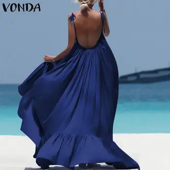 

2020 Summer Women Long Maxi Dress Sexy Sleeveless Loose Backless Beach Party Dress Floor-Length Strapless Vestidos Plus Size