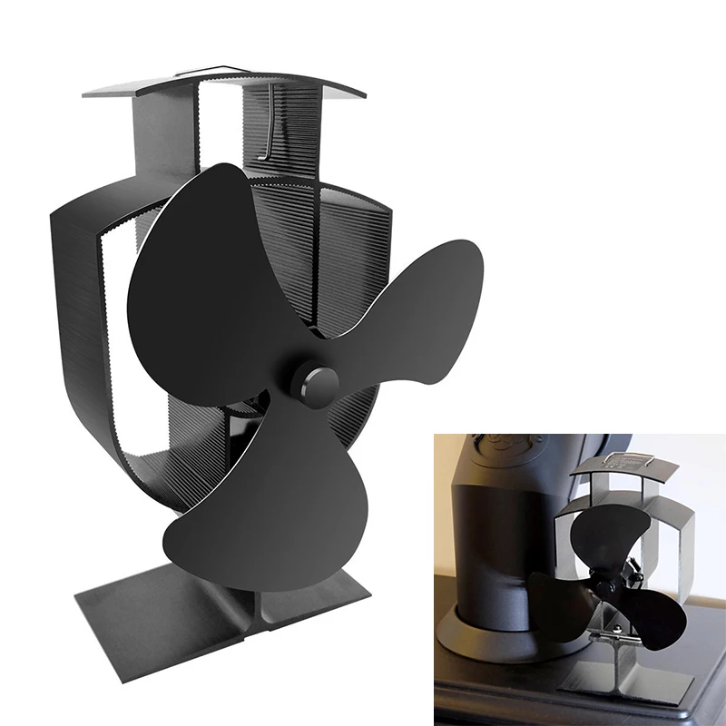 

Home Eco-Friendly Fireplace Wood Stove Fan Heat Powered Cooling Fan Accessory 1x