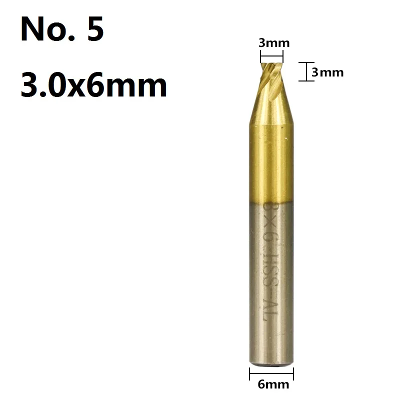 XCAN 1 шт. 6 мм хвостовик с Оловянным покрытием HSS Вертикальный Станок для нарезки ключей резаки для автомобильных дверей ключ резак машина часть 1,0 1,5 2,0 2,5 3,0 4,0 5,0 - Цвет: 3.0x6mm