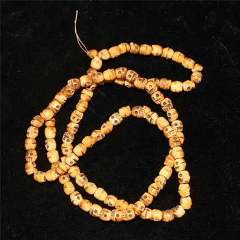 

China old Beijing old goods Cow bone carving skull head chain necklace