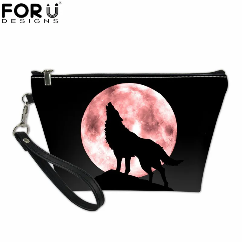 FORUDESIGNS/косметички для макияжа для женщин с принтом волка, косметички женский макияж, сумка для туалетных принадлежностей, многофункциональная сумочка