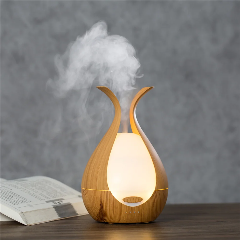 

200ml Ultrasonic Air Humidifier High Quality Wood Grain Essential Oil Diffuser Aromatherapy Diffuser with LED Lights Night Mode
