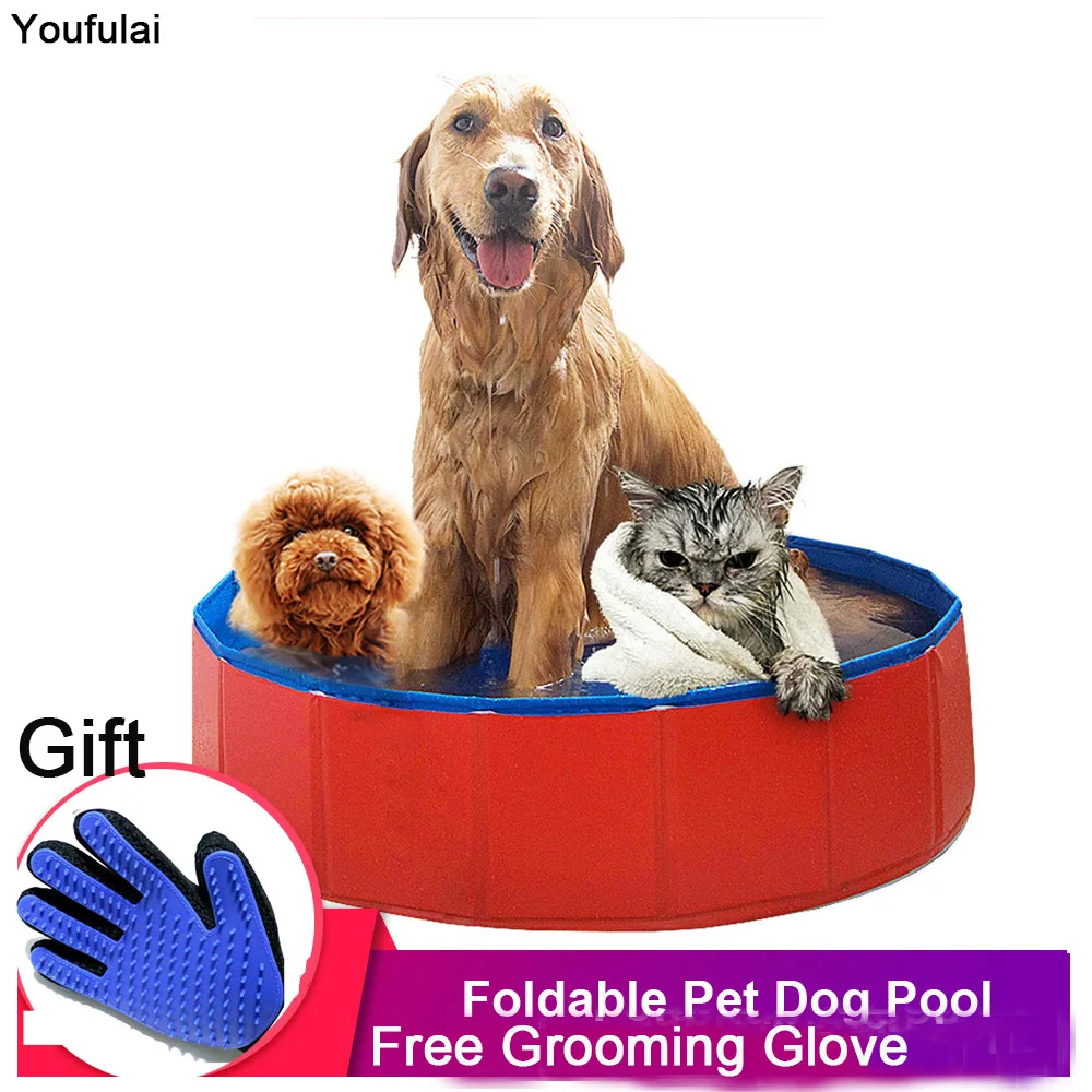 Foldable Dog Pool 5 Sizes Pet Bath Swimming Tub Bathtub Outdoor Indoor Collapsible Bathing Pool for Dogs Cats Kids