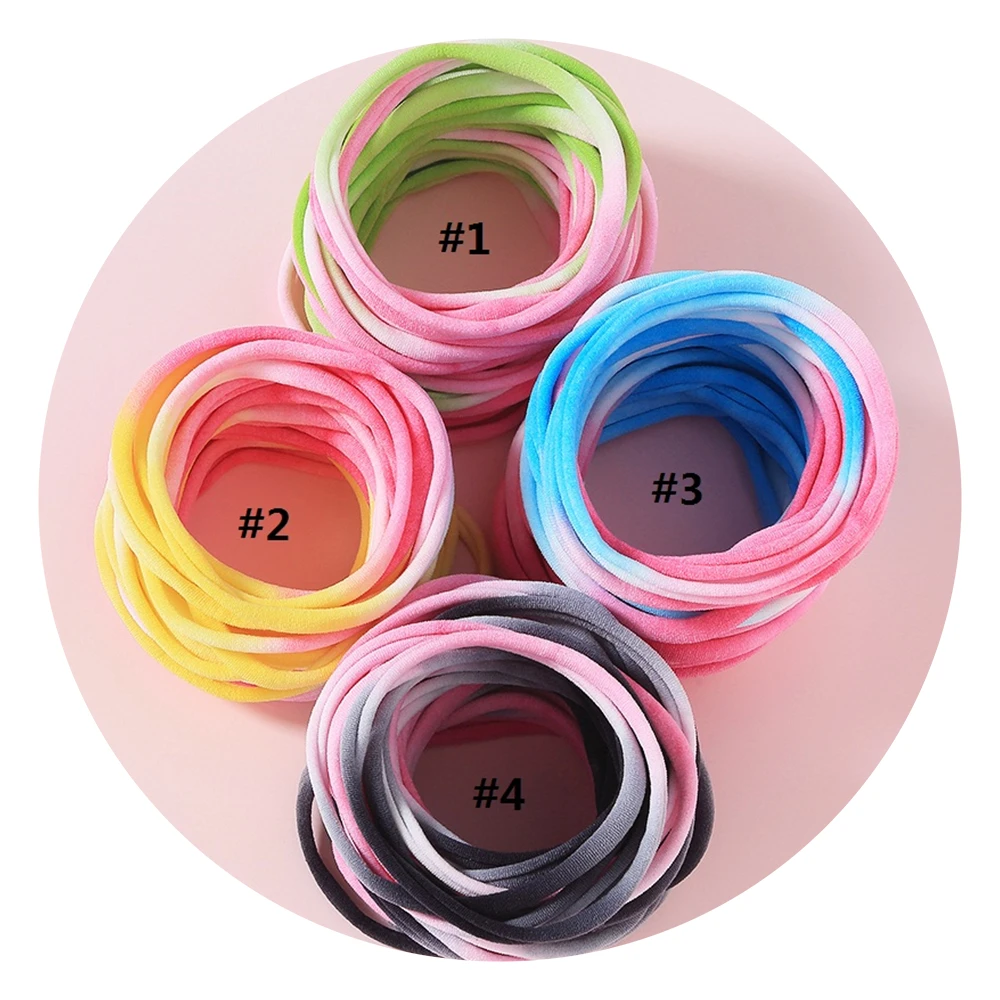 10pcs/set Tie Dye Super Soft Seamless Nylon Headbands Skinny Elastic Hair bands Baby Headband Toddler Baby Girl Hair Accessories