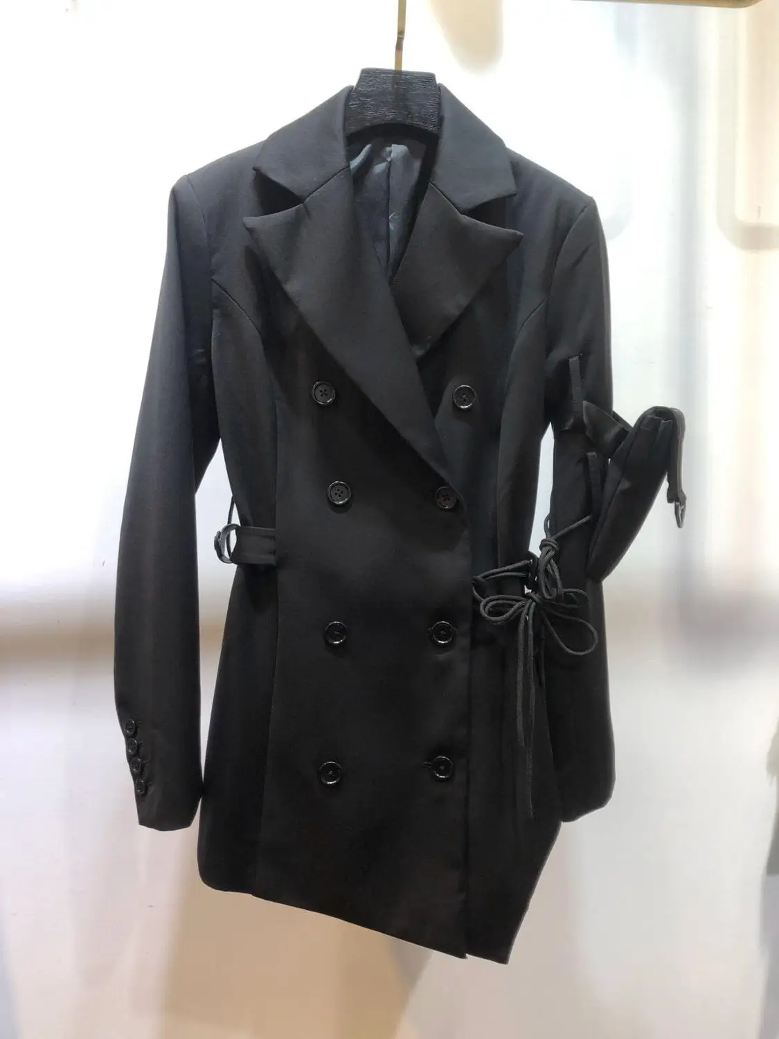 2019FW Высокое качество для женщин двойной breated Блейзер Куртка женский тонкий черный верхняя одежда пальто ddxgz2 10,24