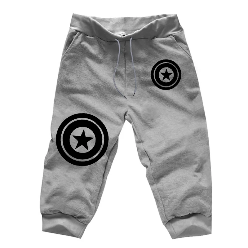 

Captain America Printing Fitness Joggers Workout Trousers Autumn Boys 7 Minutes Of Trousers Men's Harajuku Calf-Length Pants