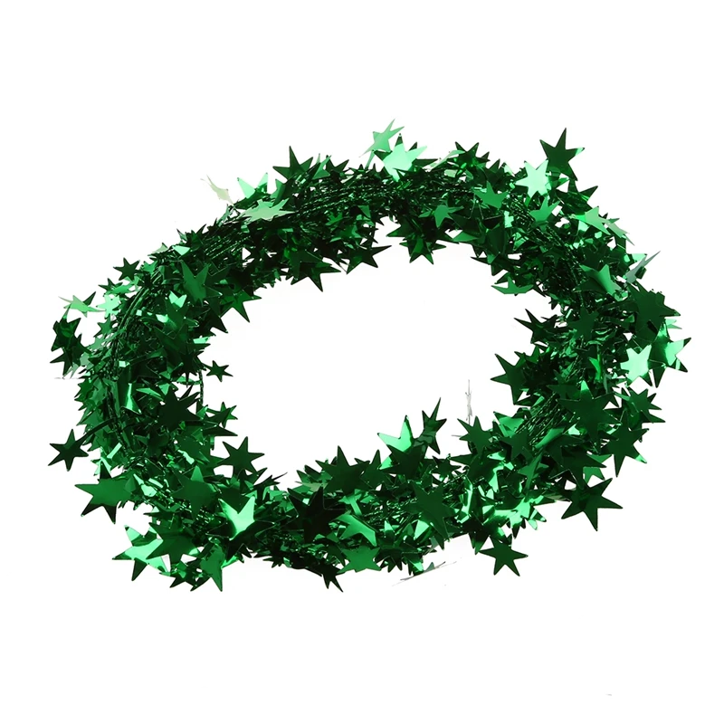 

Promotion--23 Feet Green Star Tinsel Garland Christmas Decoration