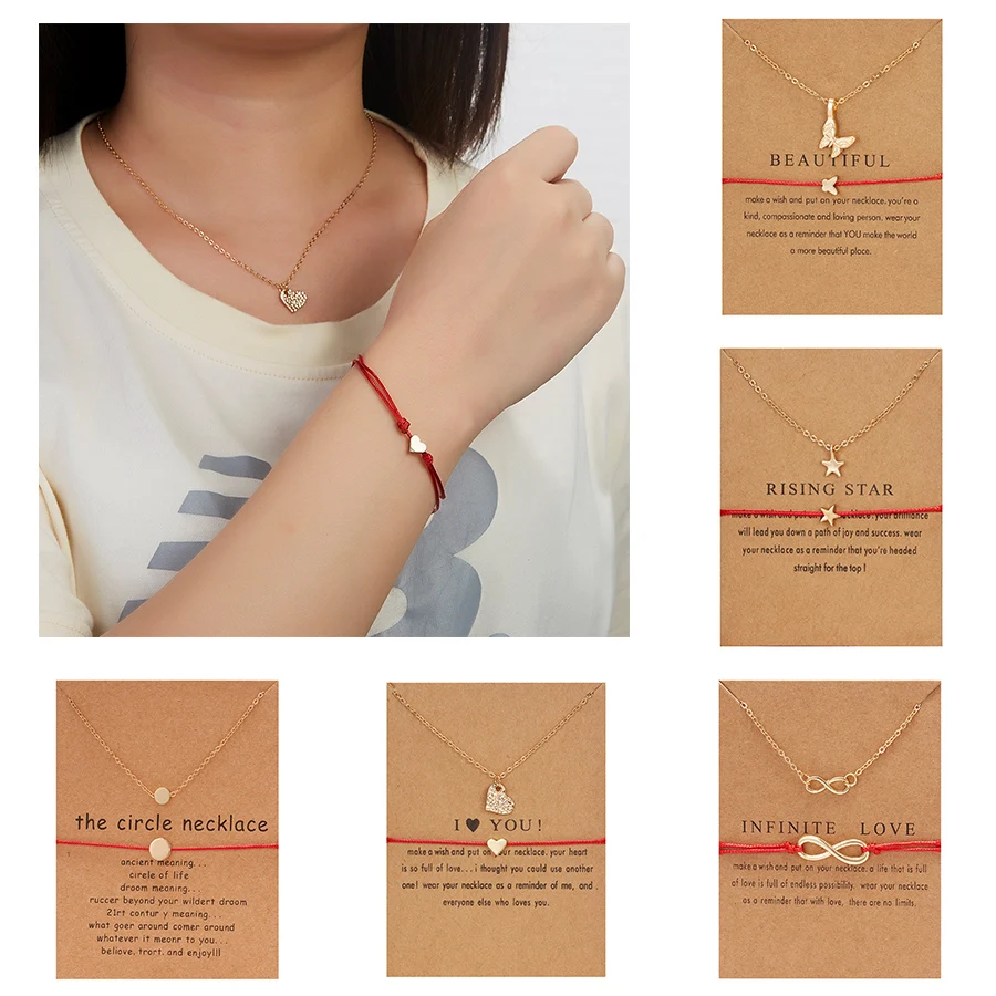 

Rinhoo 1Set Round Star Geometric Pendant Bracelet and Necklace Jewelry Set with Cardboard For Women's Fashion Jewelry Gift