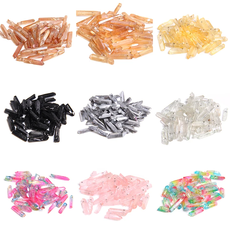 

10-30 Pieces Natural Yellow Crystal Quartz Point Beads 13-30 mm*3-8 mm Top Drilled Rough Beads For DIY Jewelry Graduated Pendant