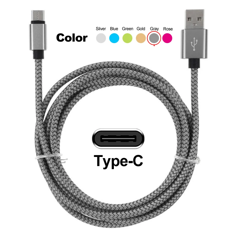 Кабель usb type C 3,1 кабель быстрой зарядки для Huawei Mate 9 10 20 Pro RS USB C кабель для Samsung Note 8 9 10 sony XZ1 ZX2 LG htc - Цвет: gray
