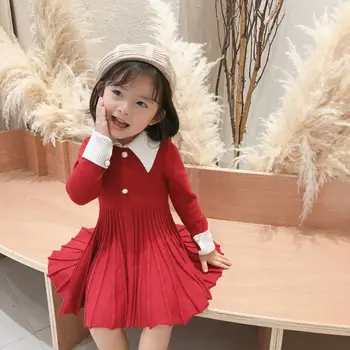 

2019 Autumn Winter Girls Wool Knitted Sweater Baby Girl dress Girls Dresses For Party And Wedding Baby Girl Clothes
