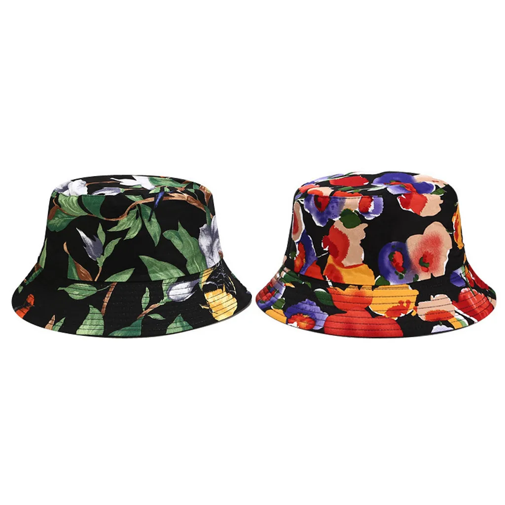 Модная женская и мужская Панама унисекс Летняя Повседневная парусиновая пляжная шляпа с принтом двухсторонняя уличная шляпа Кепка 25 стилей