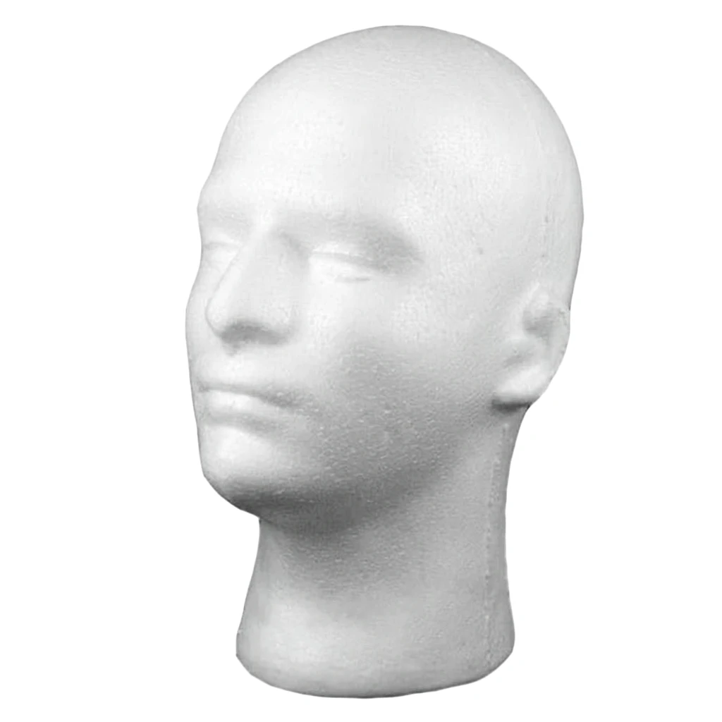 Male Foam Mannequin Head Model Hat Wig Show Display Stand Rack Holder White