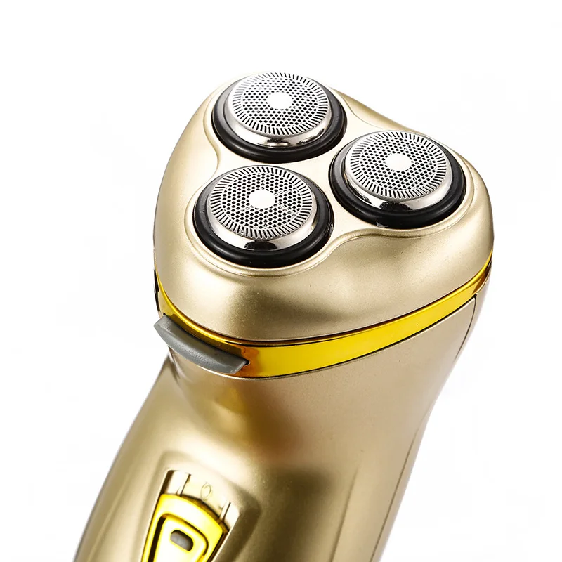 Ling ke ES178 Luxury Gold Color Gold Three Cutter Head Shaver Electric Rechargeable Shaver Waterproof Shaving Razor Manufacturer