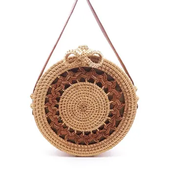 

2020 Women Summer Rattan Bag Handmade Round Straw Bags