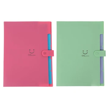 

2pcs Plastic Expanding File Folders Accordion Document Organizer 5-Pocket A4 Letter Size - Rose Red & Green