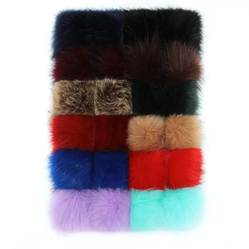 Sewing Threads 24pcs 8/10cm Coloful False Hairball Hat Ball Fur Pompom Fake Fox Fur Shoes Ball Pom Pom DIY Handmade Hat Clothing Accessories Adhesive Fastener Tape