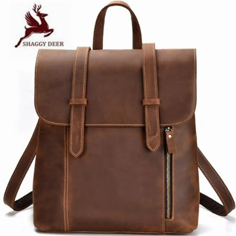

Crazy horse leather men's shoulders Backpack quality fashion Retro Business Bags Casual Travel A4 computer Backpack