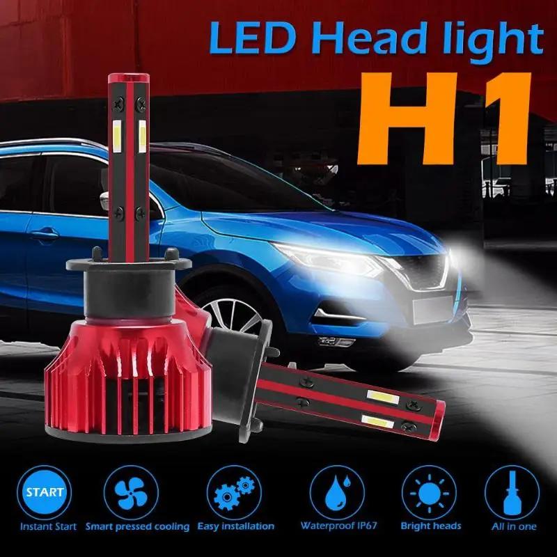 1 пара H1 H3 H4 H7 H11 9005 9007 светодиодный фар автомобиля лампы 6500K 56W 4800LM авто фары лампы EMC
