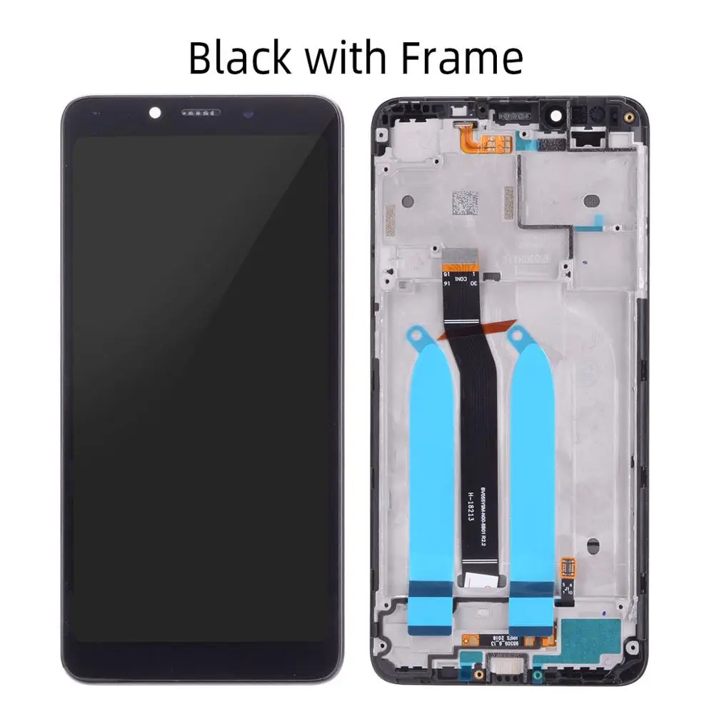 Дисплей для XIAOMI Redmi 6A 6 LCD в сборе с тачскрином на рамке 5.45'' черный белый - Цвет: with Frame Black