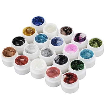 

20x UV Gels for fake nails tip manicure Pro 10 color glitter color Milkshake 10 + Glitter.
