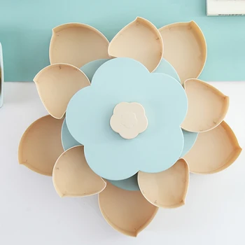 

Creative Petal Double Single Layer Fruit Plate Divided Snack Candy Fruit Nuts Storage Tray Bowl Plastic Rotating Snack Boxs HOt