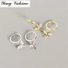 Ying Vahine стерлингового серебра 925 насекомое Стрекоза серьги-гвоздики с подвеской для женщин