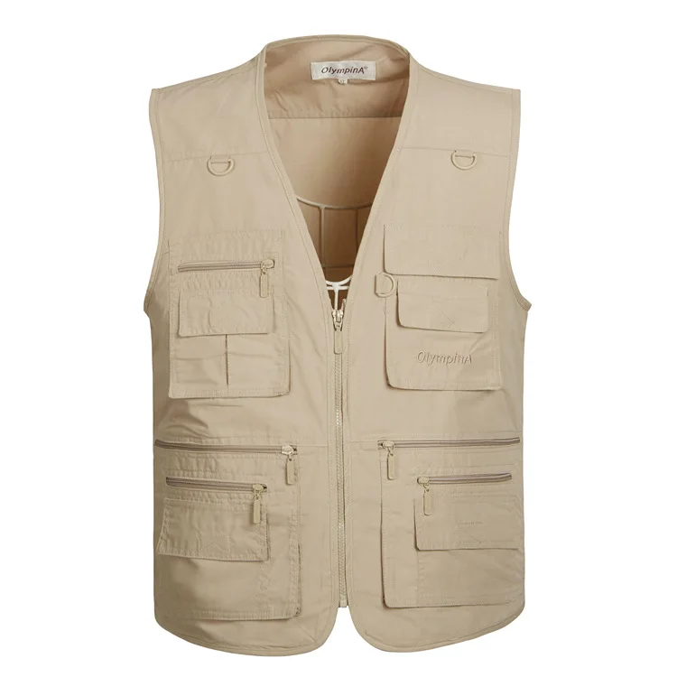 Men Multi-pockets Four Seasons Cotton Vest Breathable Vest Thin Photography Fishing Vest Volunteer