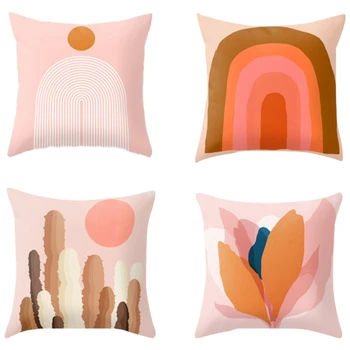 

Throw Pillow Case Minimal Line Abstract Sun Cushion Covers for Home Sofa Chair Decorative Pillowcases 4Pcs