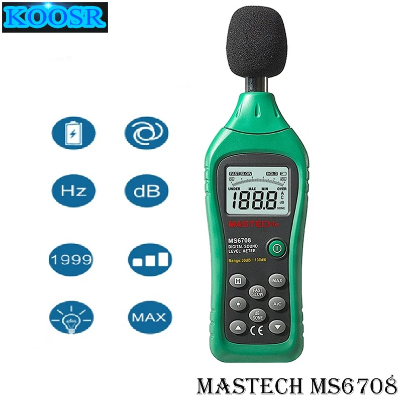 MASTECH MS6708 Handheld Industrial Digital Sound Level Meter 30~130dB Analog Bar Display Back Light Decibel Tester | Инструменты
