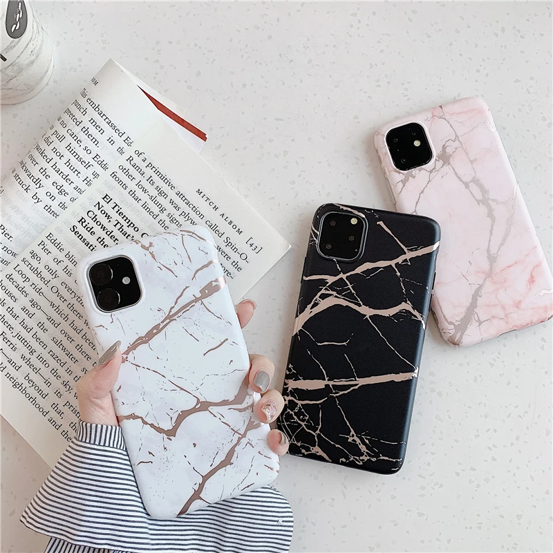 Роскошный Мраморный чехол с золотой полосой и трещинами для iPhone 11 Pro Max 12 Mini XR X XS 7 8