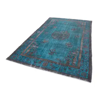 

203x315 Cm Turquoise Handmade Over Dyed Rug-7x10 Ft