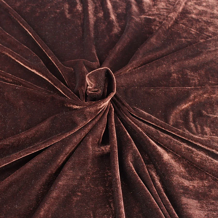 Стрейчевая бархатная трикотажная ткань из плюша для спортивного костюма высокого качества, эластичная бархатная ткань шириной 160 см - Цвет: Coffee