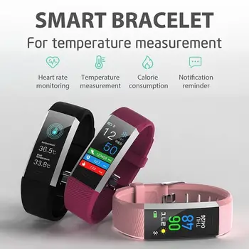 

S03 New Body Temperature Smart Wristbands Fitness Bracelet USB Charging Health Smart Band HD Touch Screen Women Men Sport Watch