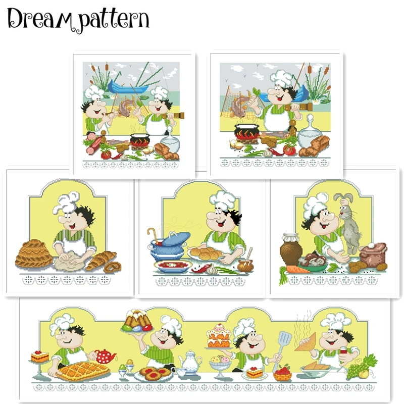 Clear stock Humor chef cross stitch kit 18ct 14ct 11ct cotton silk thread white fabric embroidery DIY handmade needlework | Дом и сад