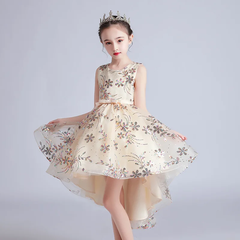 Платье с цветочным узором для девочек платья дня рождения вечерние Детские Цвет