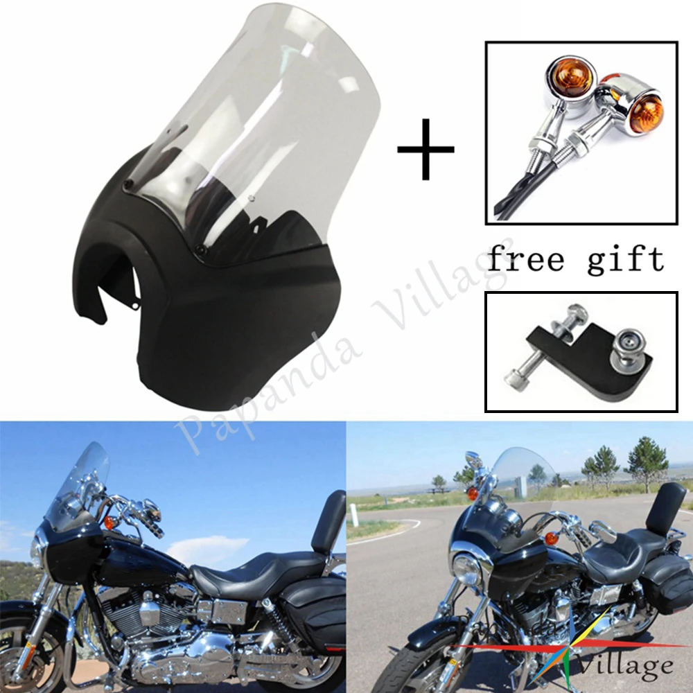 

Передняя ретро-Фара Papanda, матовая черная и прозрачная, обтекатель лобового стекла для Harley Dyna FXDXT 2006-2017