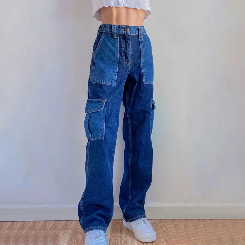 Patchwork Straight Wide Leg Woman Jeans Stretchy High Waist Baggy Mom Cute  90s Denim Boyfriend Streetwear 2020 New Iamhotty|Jeans| - AliExpress