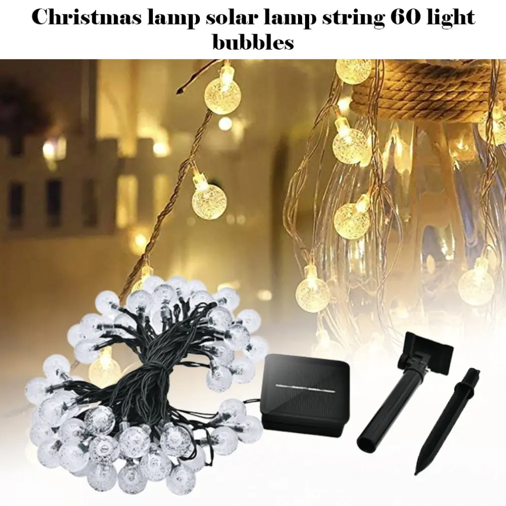 60 Led Outdoor String Lights Garden Crystal Ball Decorative Lights 24Ft Waterproof Indoor Outdoor Fairy Lights For Garden