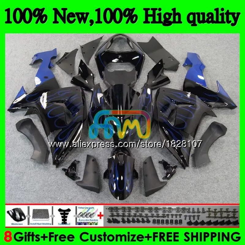 Корпус для KAWASAKI ZX 10 сотрудников отдела исследований ZX-1000 ZX-10R ZX1000 CC 06 07 16BS. 33 ZX 1000CC ZX 10R ZX10R 06 07 2006 2007 Синий Пламя обтекателя комплект