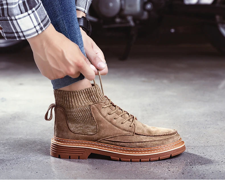 Autumn New Men Boots High Quality Flannel Men Winter Boots High-top Fashion Men Winter Shoes Work Boots
