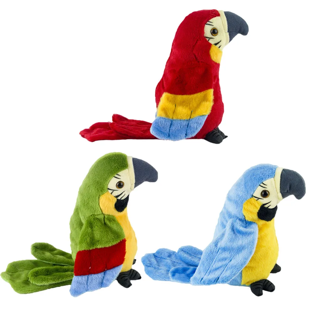 Electric Talking Parrot Plush Toy Cute Speaking Record Repeats Waving Wings TOP 