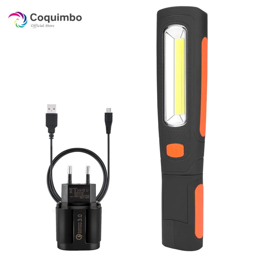 Portable Work Light Portable Flashlight Portable Torch 3800 Lumens Magnet Hook Working Lamp Built In Rechargeable Battery 360 Degree LED Flashlight USB Charger Torch Lamp 2 Modes
