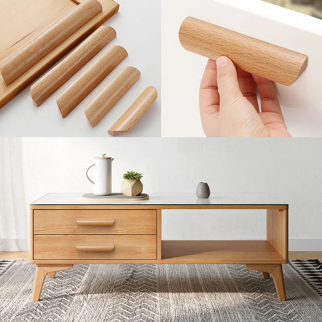 Tirador de madera para muebles de cocina, tiradores nórdicos de madera  maciza para armarios y cajones