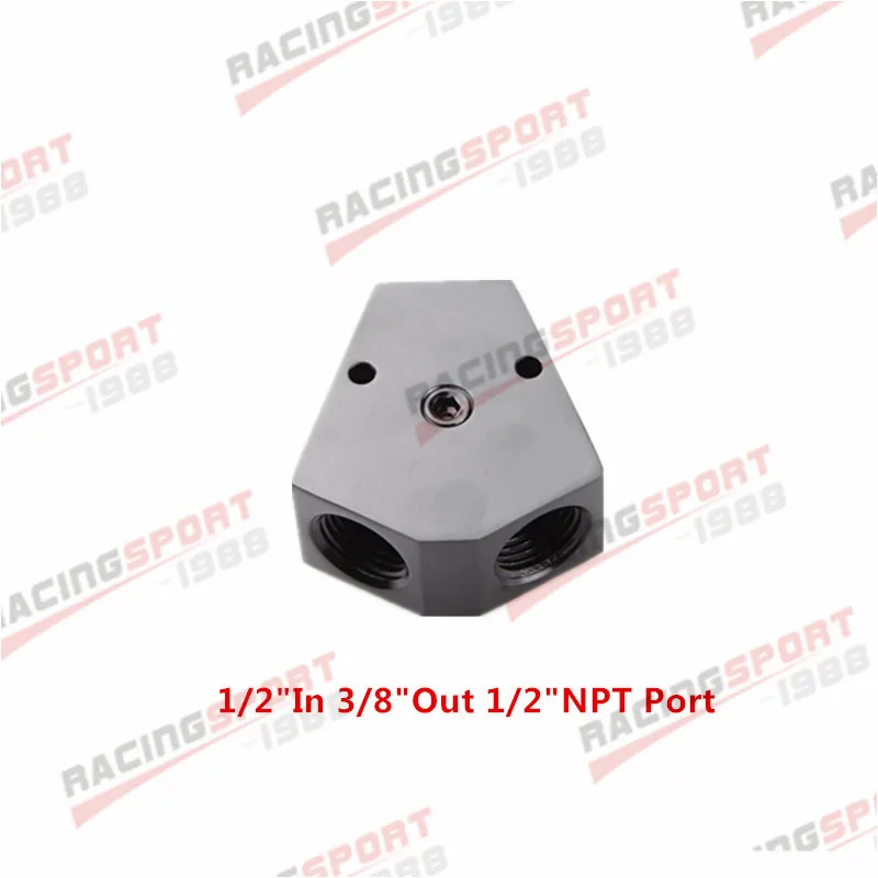 BLACK 1/" 3/8" в 1/" 3/8" из женский y-блок фитинг 1/" 1/8" NPT калибровочный порт - Цвет: BLACK