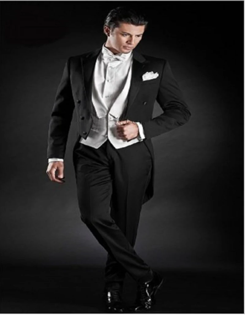 

Handsome Groomsmen Double-Breasted Groom Tuxedos Mens Wedding Dress Man Jacket Blazer Prom Dinner (Jacket+Pants+Tie+Vest) A604