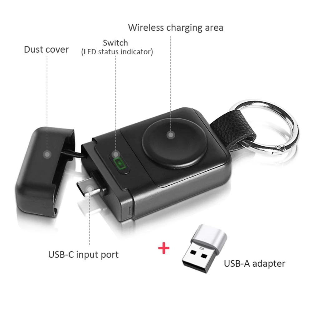 Tragbar Magnéitesch Kabellos Ladegerät Powerbank Dockingstativ Type-C USB Interface Fir iWatch 7 SE 6 5 4 3 2 1_voghion.com