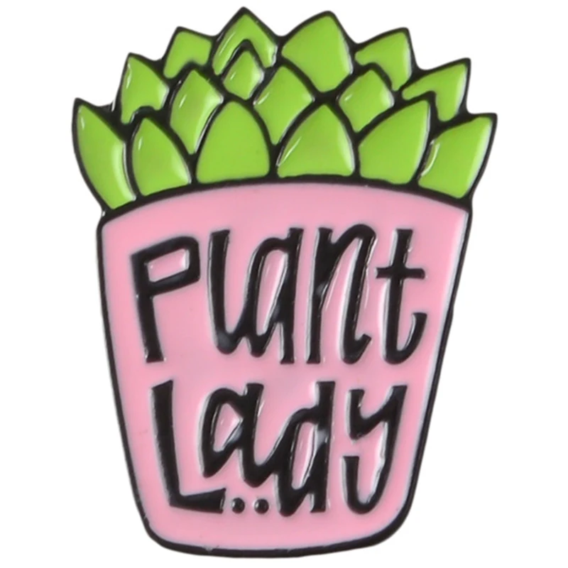 

Potted Plant Enamel Pins Cartoon Succulent Brooches Badge Denim Jeans Lapel Pin Cute Pink Green Jewelry Gift For Friends Kids