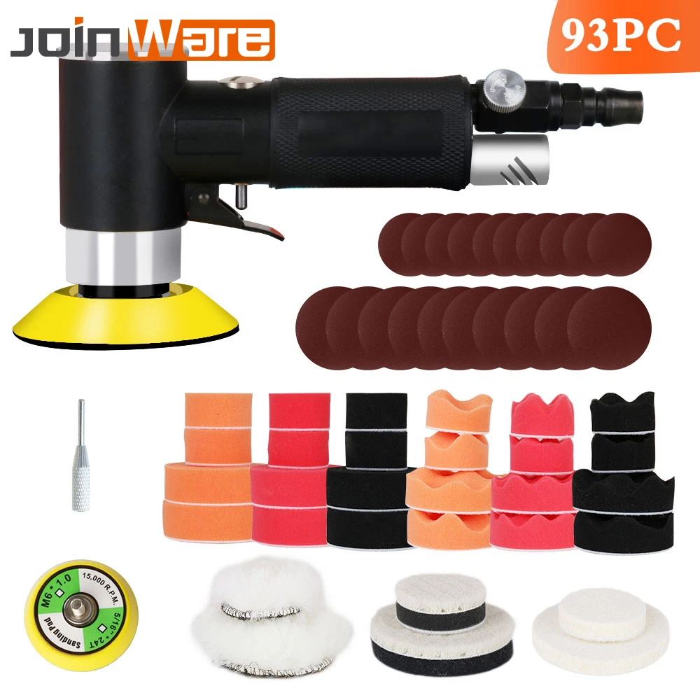 New Air Sander Mini Pneumatic 2"/3" Grinding Machine set for Car Polishing High Speed Buffer Dual Action Orbital Polisher+Sponge afbeelding