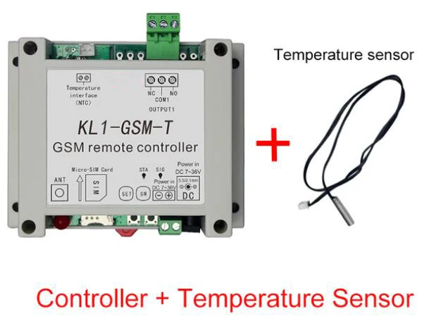 Синий GSM вкл/выкл Реле Контроллер доступа KL1-GSM с адаптером и температурным датчиком опционально - Цвет: Синий